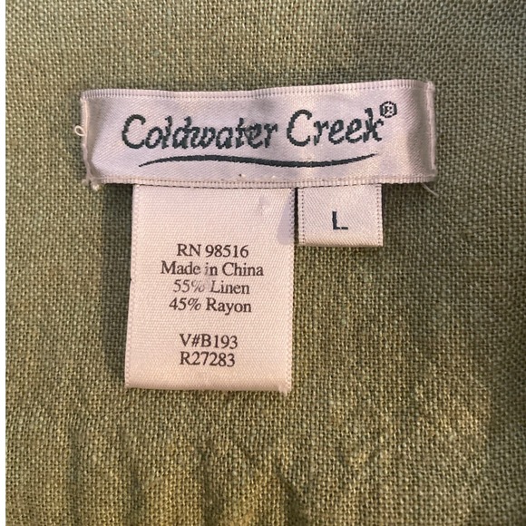 Coldwater Creek Womens Large Sage Green Linen Rayon Button Up Short Sleeve Shirt - Picture 4 of 4